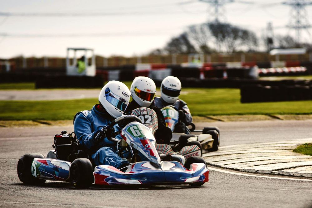 A Groopeze group going go karting for group activities for large groups