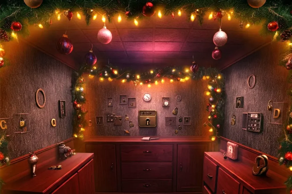 A photo of a Christmas themed escape room activity