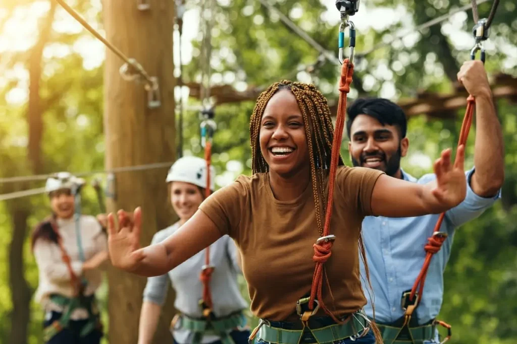 high ropes and zip lining for sports and social club ideas