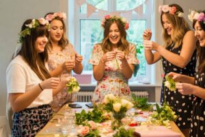 Flower crown making workshop hen party activity